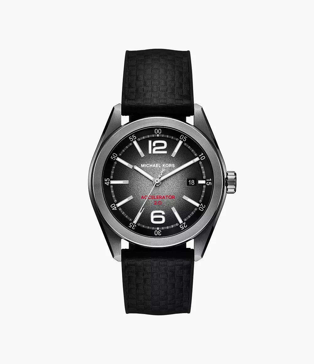 Michael Kors Accelerator 2.0 Three-Hand Date Black Nylon and Silicone Watch MK9175