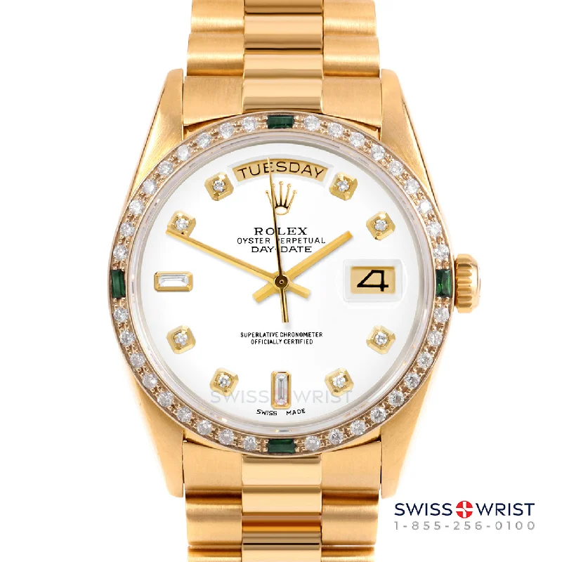 Rolex Day-Date 36mm | 18238-WHT-DIA-AM-4EMD-PRS